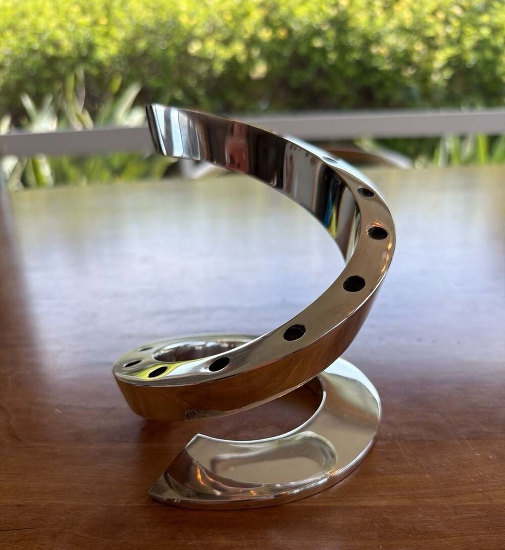 Dansk Designs Bertil Vallien Silver Plated Spiral 12-Hole Taper Candle Holder